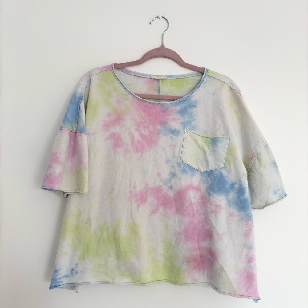 Easel Pastel Tie-Dye Short Sleeve Top